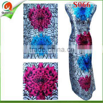 100% Italian silk beautiful design printed flower silk satin fabric S066