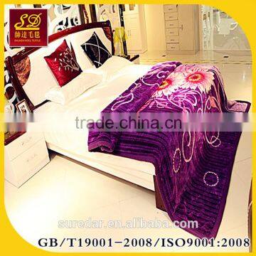 100% Polyester Korean Style 2Ply 1 Side Embossed Mink Blanket