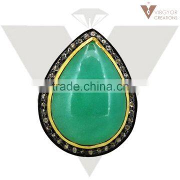 925 Sterling Silver Chrysoprase Gemstone Ring Wholesale Handmade Ring Jewelry Supplier