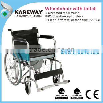 Steel wheelchair with toilet