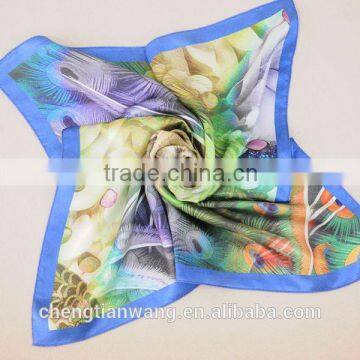 silk square scarf 100% silk satin digital print scarf silk square scarf