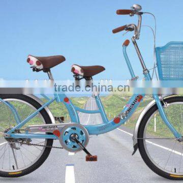 22 inch tandem bike / single speed tandem bicycle / bicycle for mom and baby