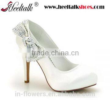 OEM ODM high quality White satin bridal wedding shoes high heels