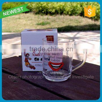 Mcdonald's Smile Glass Juice Cups Mcdonald's Gift Glass Mug Cups with Handle Drinking Juice Gift Cup Mug Glass Box