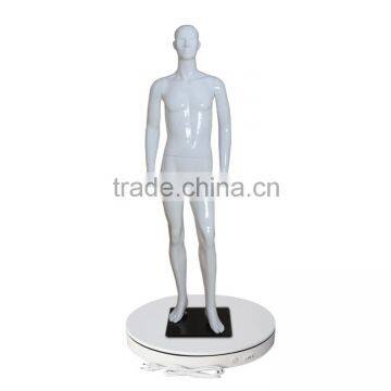 dia 50cm,H6cm white/black naked fit mannequins Security revolving motorized platform display stand