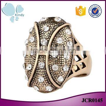 China wholesale cheap jewelry zinc alloy vintage rhinestone full jewelled fomger ring