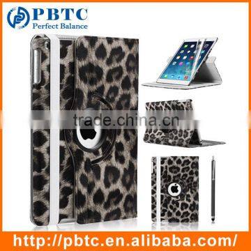 Women Fashion 2016 Rotating Gray Leopard Print PU Tablet Back Cover