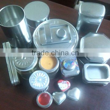 small metal hinged lid tin box