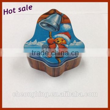 Fashional design Christmas bell shaped musical tin box