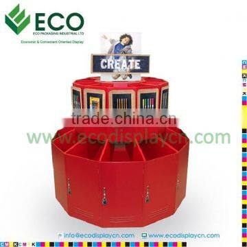 New design round dumping bin, retail dump bins for stationery