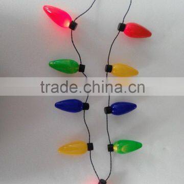 Christmas Big Bulbs LED Light Up Necklace fast, slowly flashing and constant on