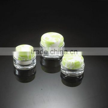 Green Painted Cap Cosmetic Packaging Round Face Cream Jar