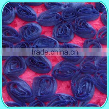 TURQUOISE ROSETTE EMBROIDERY FABRIC