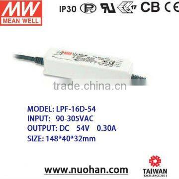 Mean Well LPF-16D-54 16W 54V dimmable led driver PFC 16w power supply 16W led driver