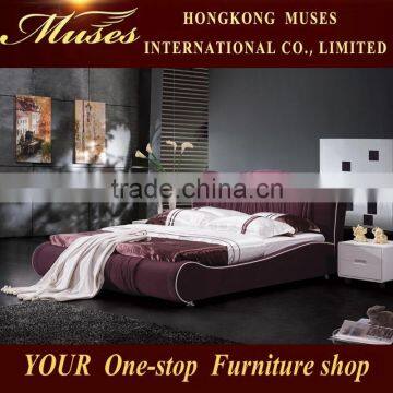 2015 Latest Design Modern Bedroom Furniture Fabric Wooden Bed B80036