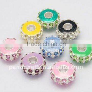Alloy Rhinestone Bead Spacer, Rondelle Enamel Beads Wholesale(ALRI-B003-M)