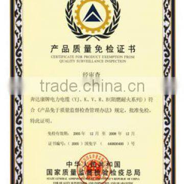 Certificate for Product Exemption from Quality Sur