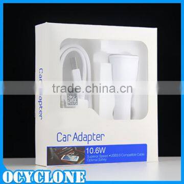 Wholesale Fast Car Charger USB 3.0 Safety Adapter for Samsung with Retail Packing