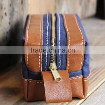 High Quality and Personalized Waxed Canvas and Leather Bag , Waxed Canvas Zipper Pouch With Leather Accents , Waxed Canvas Pouch