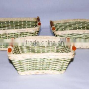 Vietnam manufacturer wicker green flat basket