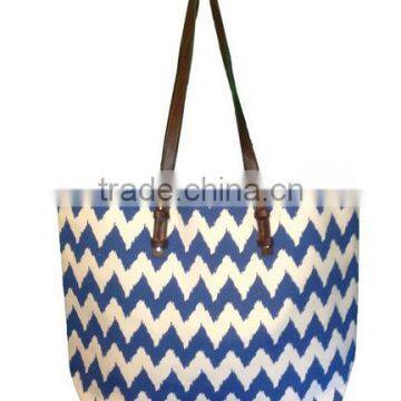 Blue Chevron Canvas Beach Tote Bag ;ladies Large Beach Tote Bag;cheap Chevron Tote Bags;chevron Crossbody Bag