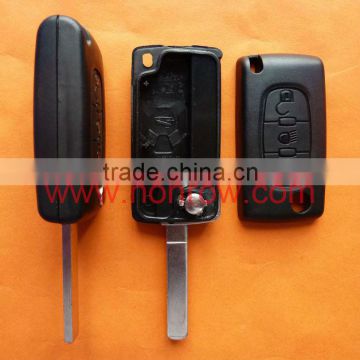 Peugeot 307 blade 3 button flip remote key shell without battery place , Peugeot key blank, Peugeot keys