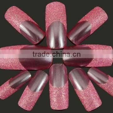 100Pcs Glitter Pink Professsional French Nail Tip HN588