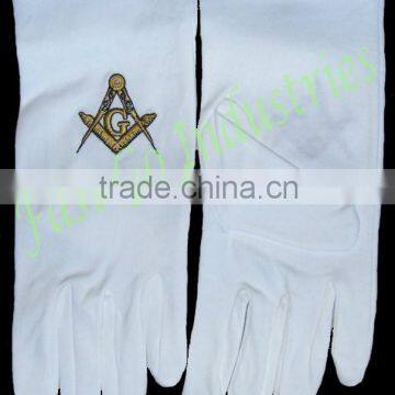 Leather Cotton gloves Masonic white gloves with Embroidered