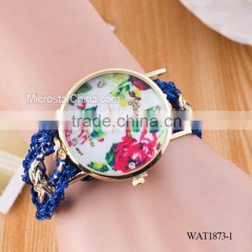 DIY hand made woven chain rose fashion watch