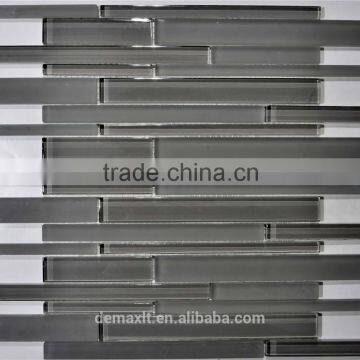 Long Strip Glass Mosaic gray color for bathroom wall decoratated