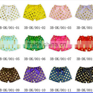 New Hot Sell!! Baby hot stamping gold point shorts Hot stamping big bowknot hair band combination shorts