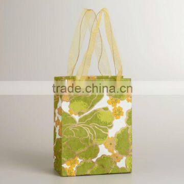 2014 high quality printed Drawstring Paper Bag with webbing handles