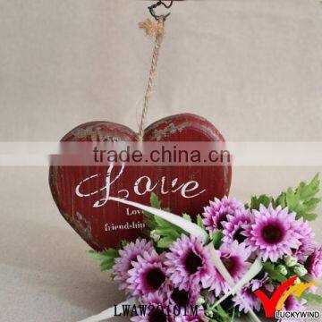 Shabby Chic Hand Painted Wooden Hanging Heart Decoration