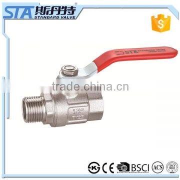 ART.1002 high quality 1/2" 3/4" 1-1/4" 1-1/2" level type handle 2 way npt male thread forged brass ball valve with lever handle