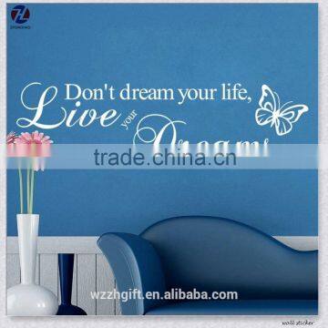 Self Adhesive Charming Wordings Design Eco-Friendly PVC Waterproof Room Art Decor Removable Wall Stickers