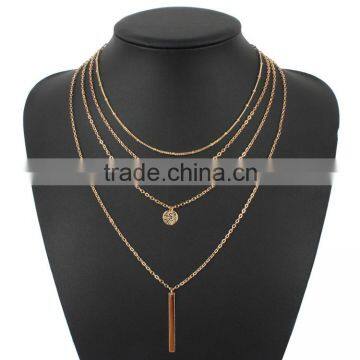 Fashion Multi-layer 4 Layers Turquoiso Beads Pendant Gold Chain Short Chain Necklaces Designs photo-2