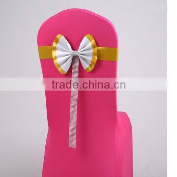 satin sash belt,lycra chair bands with diamond buckle wedding chair cover at factory price