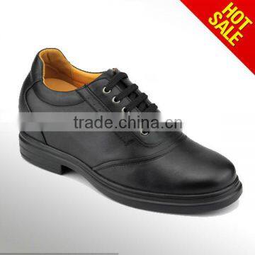 Black Cowhide Leather Upper Low Heel Elevator Shoes For Men