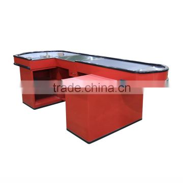 Ownace Automatic Supermarket Cashier Desk Furniture With Conveyor Belt