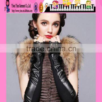 Sexy Lace Girls Long Gloves Leather Fur Girls Long Gloves
