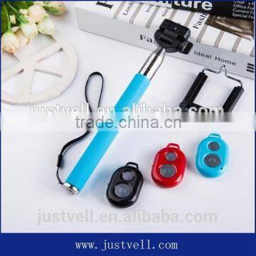 2015 wholesale selfie stick with bluetooth shutter button