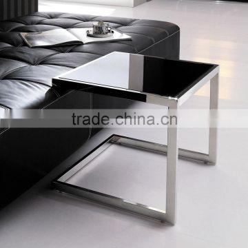 Stainless steel bedroom glass end table