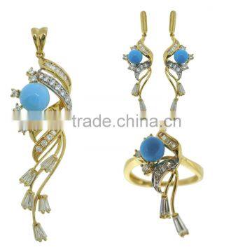 18k cz gold jewelry with turquoise QPH052 wholesale or retail direct manufacturer, produce high quality, lovely designs goods