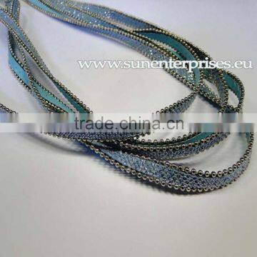 Leather With Chain - Eco Leather with silver chain_10mm_Turquiose