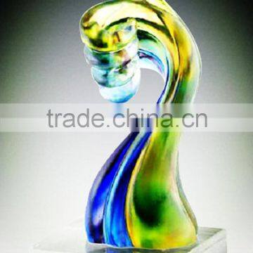 colored thumb lead crystal trophy