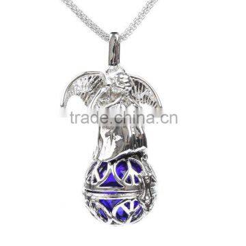 Angel Locket Necklace Cage Essential Oil Fragrance Aromatherapy Diffuser Peace Sign Openwork Essential Oil Diffuser Pendant