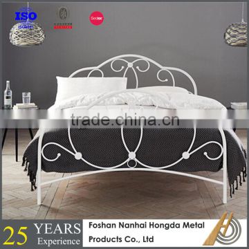 white Metal king size slat bed frame