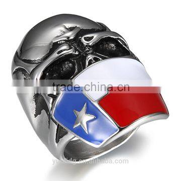 Jingli Jewelry factory wholesale stainless steel flag masked skull rings, custom epoxy titanium steel rings (GH-003)