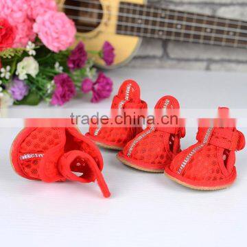 Pink Dog Boots Breathable Sandals Pet Puppy Anti-Slip Shoes photo-4