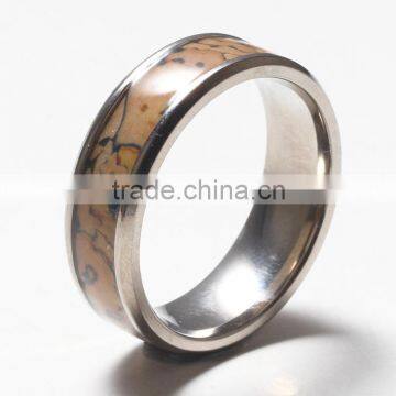 Stainless Steel Ring With Black Zirconium Inlaidmen's Black Titanium Ring photo-3